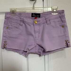 Lavender Studded Women Shorts with gold accents
